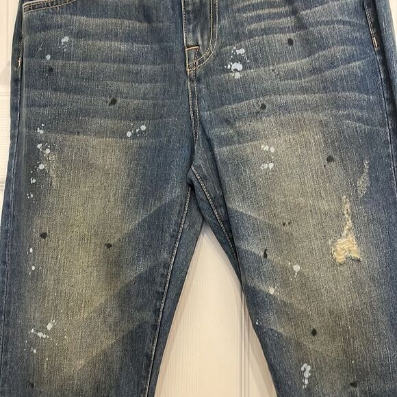 Wildfox Paint Splatter Distressed Baggy Crop Jeans in Da Vinci wash, NWT - Picture 4 of 10